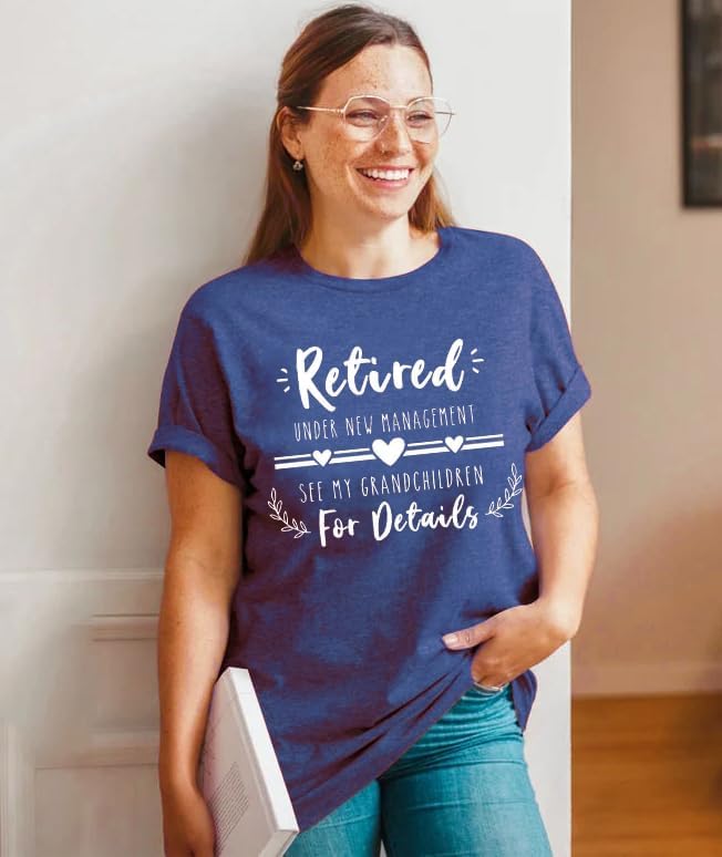 Retired Tshirts Women Retirement Gifts Shirts for Grandma Funny Short Sleeve Graphic Tees Top - Image 3
