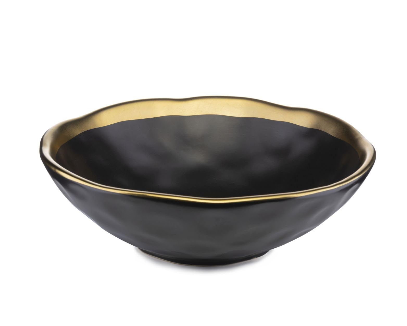 Keramik Geschirr Set 8 Personen | Schwarze Teller 27 cm Ø und Schüssel 20 cm Ø | Modern Geschirr & Serviergeschirr | 4x Essteller und 4x Tiefe Suppenteller