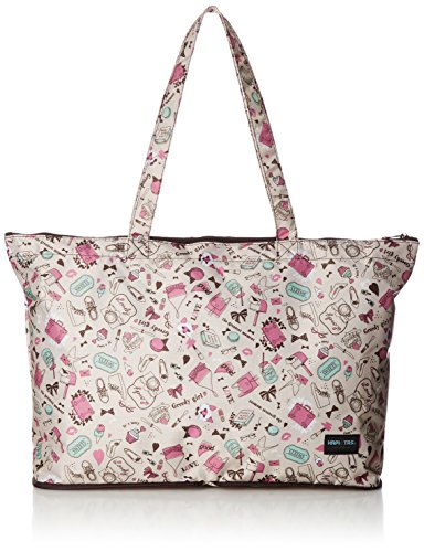 [ハピタス] 折りたたみトートバッグ キャリーオン可能 豊富な柄 17L 33 cm 0.26kg ガールベージュ
