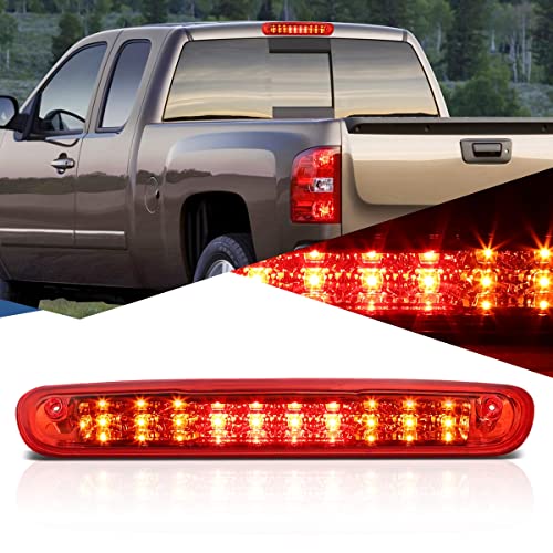 Auto Dynasty Dual Row LED Red Housing 3rd Third Tail Brake Light Cargo Lamp Compatible with Chevy Silverado GMC Sierra GMT900 07-14