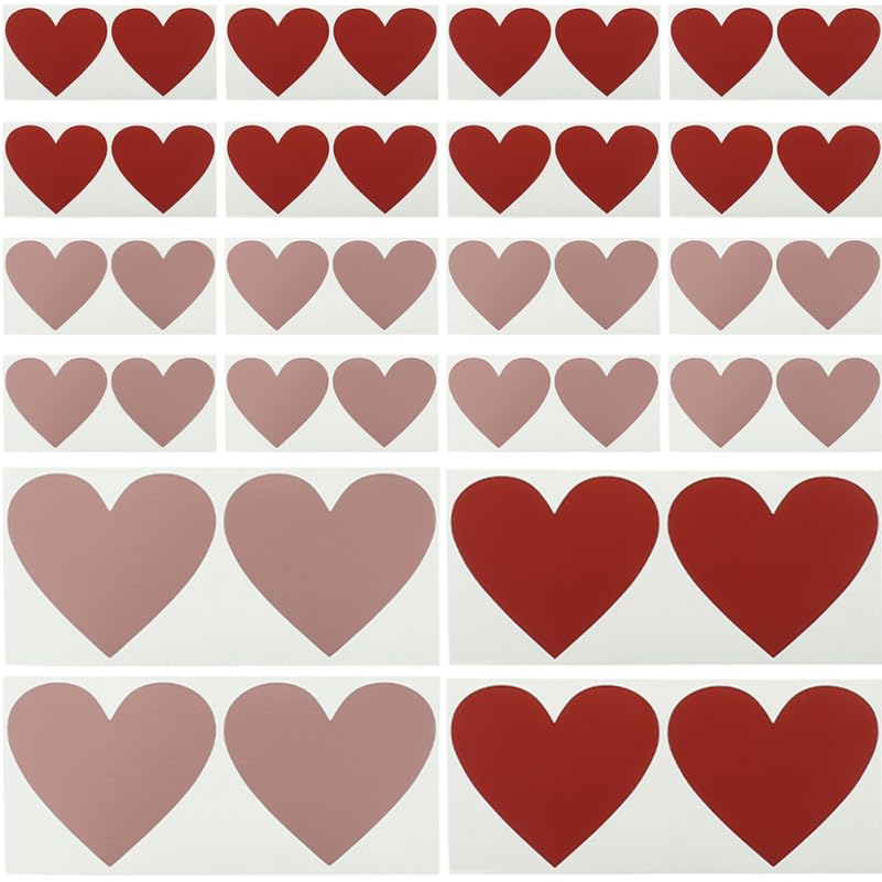 SEWACC 40pcs Valentine Heart Scratch Off Stickers Mini Peel and Stick DIY Labels for and Games Red and Rose Gold 20pcs Each