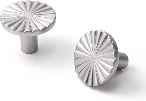 Miniatura 1 de JIASENBAO Paquete de 5 pomos de níquel cepillado para gabinete, tiradores planos de níquel satinado para cajones de cocina, armario, baño, tocador,