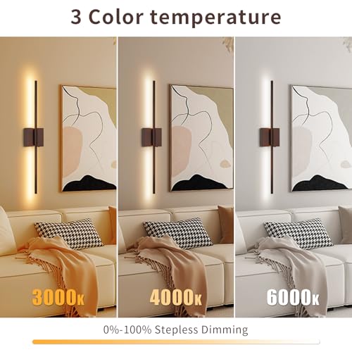 Image of Battery Operated Wall Sconce with Remote Control, Rechargeable & Dimmable Wireless, Easy Install Peel and Stick, Timer Function, Linear Wall Lights for Living Room, Bedroom, Hallway 28.3 inch (Orb)