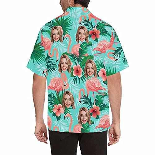 Custom Flamingo Hawaiian Shirt with Face for Men Personalized Photo Men Aloha Beach Tropical Pineapple Floral Shirts3