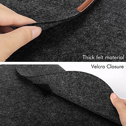 13-13.3 Laptop Sleeve Bag,Arc-shaped Felt Laptop Sleeve with Extra Storage Bag/Mouse Pouch Ultra Light Slim Notebook Computer Tablet Case Cover Briefcase - Dark Grey