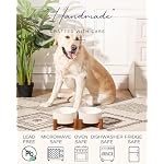 Ceramic Dog Bowls Set with Acacia Wood Stand, 3.5 Cups Pet Bowls Set of 2 for Medium Dogs, Cute Dog Raised Food Bowl, Cat Bowls - Image 5