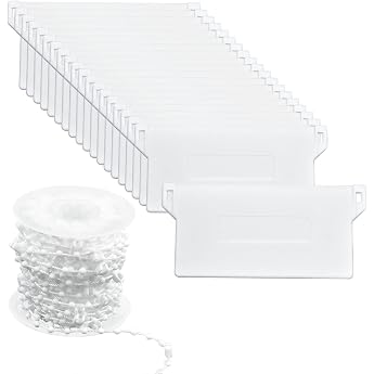 20 Pieces Slat Weights Vertical Blind & 10 Metres White Chain Roller Blind Chain 127 mm Slat Curtains Weight Plates Replacement Part Set for Curtain Door Window Accessories