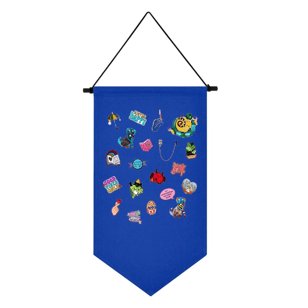 Photo 1 of YeeMan Wall Hanging Brooch Storage Case Canvas Display Stand Enamel Pin Display Banner Holder Earrings Necklace Glitter Pin Collection Organizer (Dark Blue)
