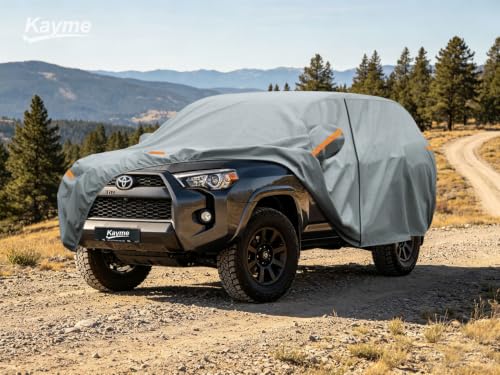 Image of Kayme Heavy Duty SUV Car Cover Custom Fit Toyota 4Runner(2002-2025), Waterproof All Weather for Automobiles, Full Exterior Covers Sun Rain UV Protection.