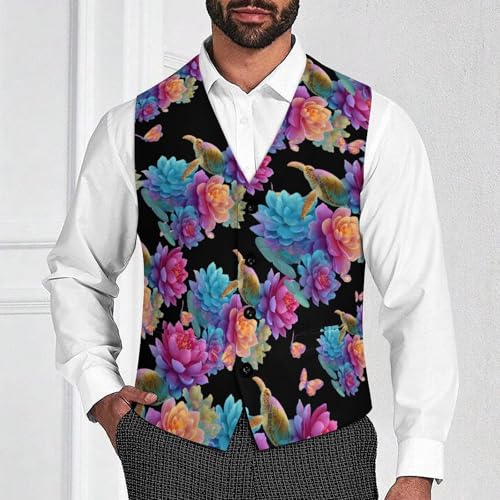 Sea Turtle Floral Men's Suit Vest Slim Fit Business Dress Party Pattern Waistcoat Vest Top2