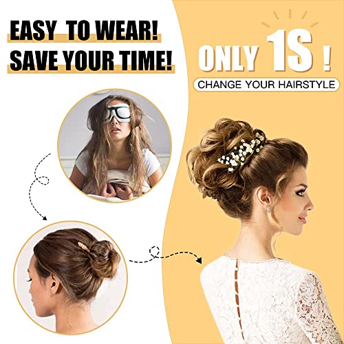 Hmd Tousled Updo Messy Bun Hairpiece Hair Extension Ponytail With Elastic Rubber Band Updo Ponytail Hairpiece Synthetic Hair Extensions Scrunchies Ponytail Hairpieces For Women(Tousled Updo Bun, 12H24(Light Brown Mix Natural Blonde)) #TOP2