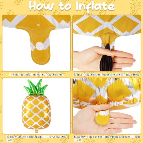 Image of 6 Pcs Pineapple Balloons, 29 Inch Pineapple Foil Balloons, Large Fruit Mylar Balloon for Summer Themed Party Birthday Baby Shower Decorations