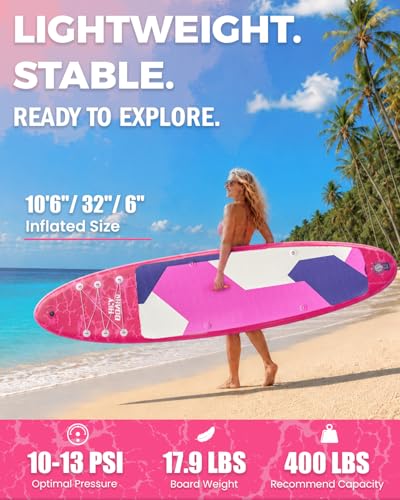 Image of HEYBOARD Inflatable Stand Up Paddle Board 10'6 inchx32 inchx6 inch Standup Paddleboard with Premium SUP Accessories & Backpack, Non-Slip Deck, Waterproof Bag, Leash, Paddle, Hand Pump