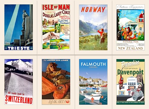 40 cartes postales vintage de voyage avec 40 motifs différents au recto sur carton épais (40 cartes postales vintage de voyage) – vue 3