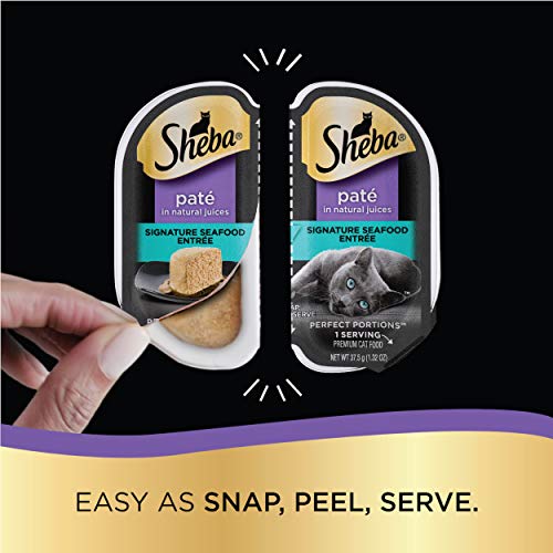 Sheba Wet Food PERFECT PORTIONS Paté Adult Wet Cat Food Trays (24 Count, 48 Servings), Signature Seafood Entrée, Easy Peel Twin-Pack Trays - Thumbnail 4