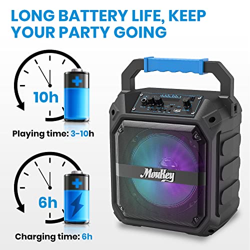 Moukey Portable Karaoke Machine - Bluetooth Pa Speaker With Microphone, 6.5'' Stereo Speaker, Dj Lights, Fm Radio, Remote Control, Rechargeable, Supports Tf Card/Usb - Mps2 #TOP4