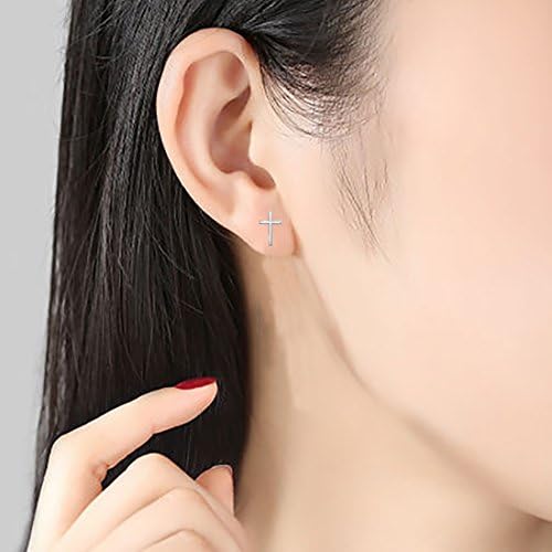 GOXO Cross Earrings 925 Sterling Silver Hypoallergenic Stud Earrings for Women Men (cross)