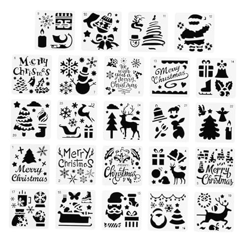 SHINEOFI 24 Piezas Plantilla de pintura navideña manualidades navideñas cuadros navideños decoración plantillas de dibujo de navidad stencil plantillas plantilla de dibujo hueco