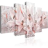 murando Cuadro Acústico Flores Lirio 100x50 cm XXL Impresión Artística 5 Piezas Lienzo de Tejido no Tejido Estampado Decoración de Pared Aislamiento Absorción de Sonidos b-A-0326-b-o