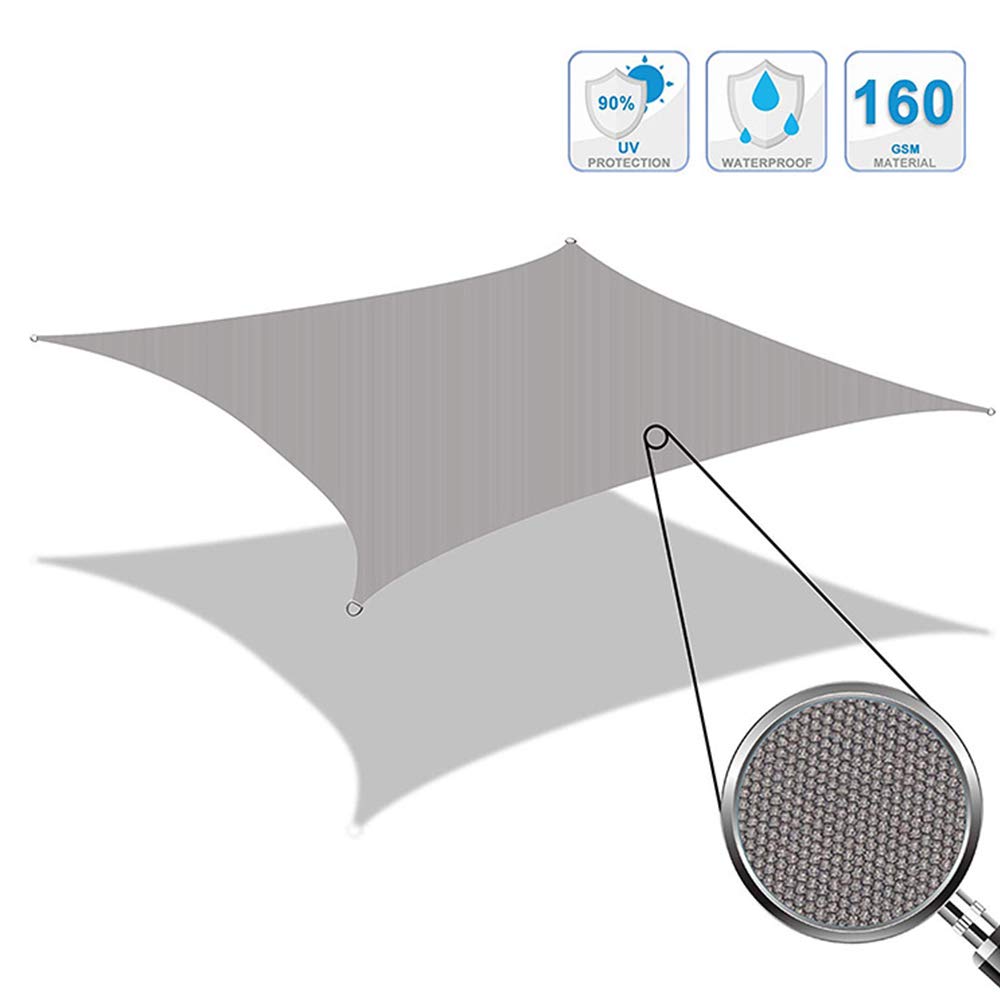 sonnensegel grau wasserdicht graues Rechteckig, Windschutz mit 90% UV Schutz Sonnenschutz für Draußen, Patio, Garten Terrasse Camping,Grau,2.5×3m/8.2×9.8ft Garten Stuhlpolster Genesis Impact 3.0 / Größe:XL(60-61 cm)