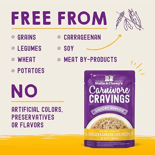 Stella & Chewy's Carnivore Cravings Wet Cat Food - Premium Pouches - Grain Free, High Protein Chicken & Chicken Liver - Perfect For Pickey Eaters - Complete Meal or Topper (2.8 oz, 24 Pack) - image 3