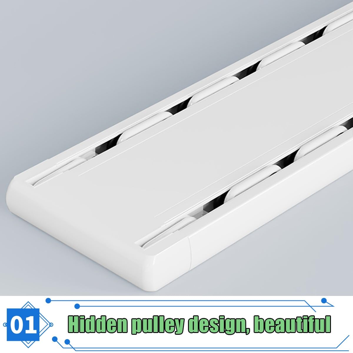 Système de rails de rideaux en aluminium avec rouleaux silencieux réglables de 100 à 420 cm en blanc/noir/gris (blanc 270 cm) - Parfait pour la décoration de la maison