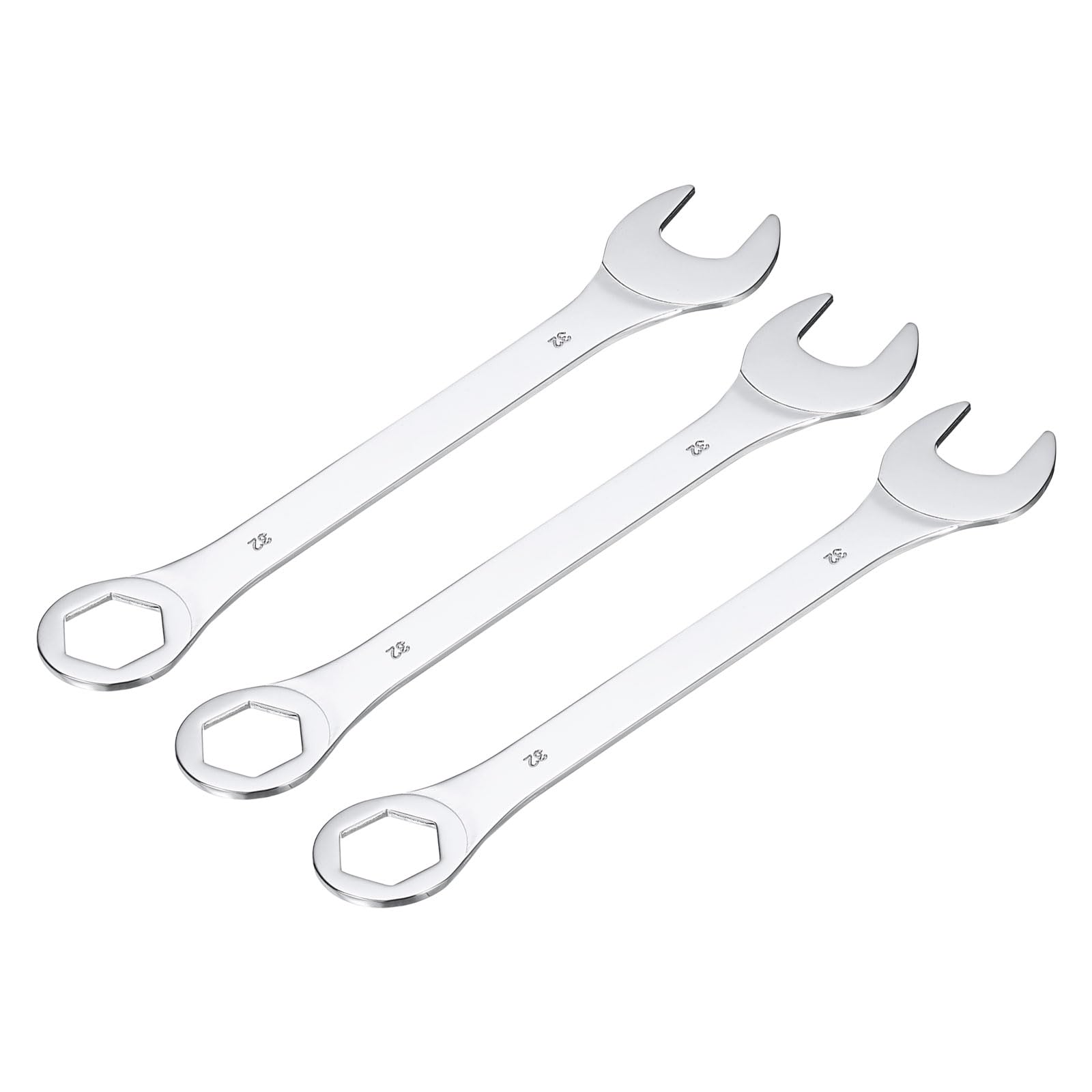 uxcell 3pcs 32mm Thin Combination Wrench with Offset 6-Point End and 15° Angled Open End Multi-function Metric Mirror-Chrome Plated High Carbon Steel