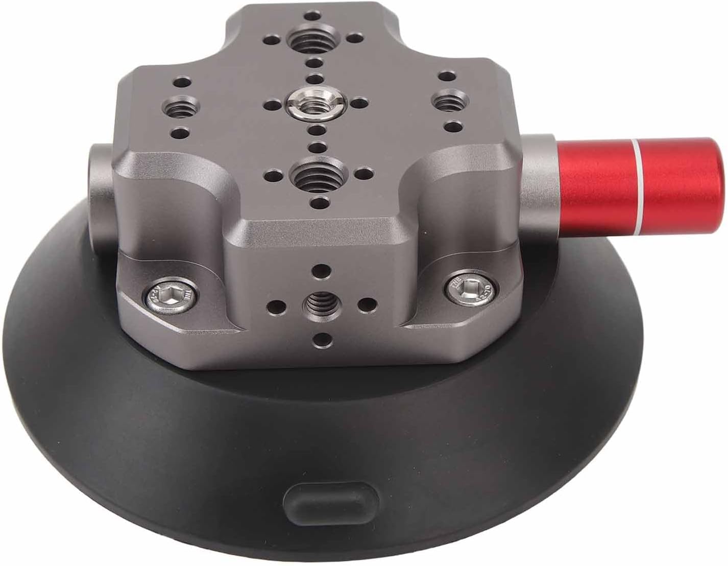4.7 Inch Suction Cup Camera Mount, Aluminum Alloy and Silicone Metal Car Mount with 1/4 and 3/8 Inch Screw Holes for Action Camera SLR, Adjustable 360° Mount for Smooth
