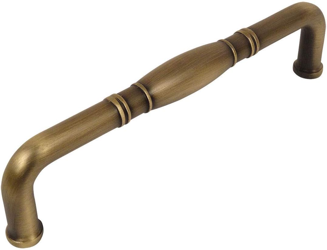 Cosmas 10 Pack 4313-128BAB Brushed Antique Brass Cabinet Hardware Handle Pull - 5" (128mm) Hole Centers