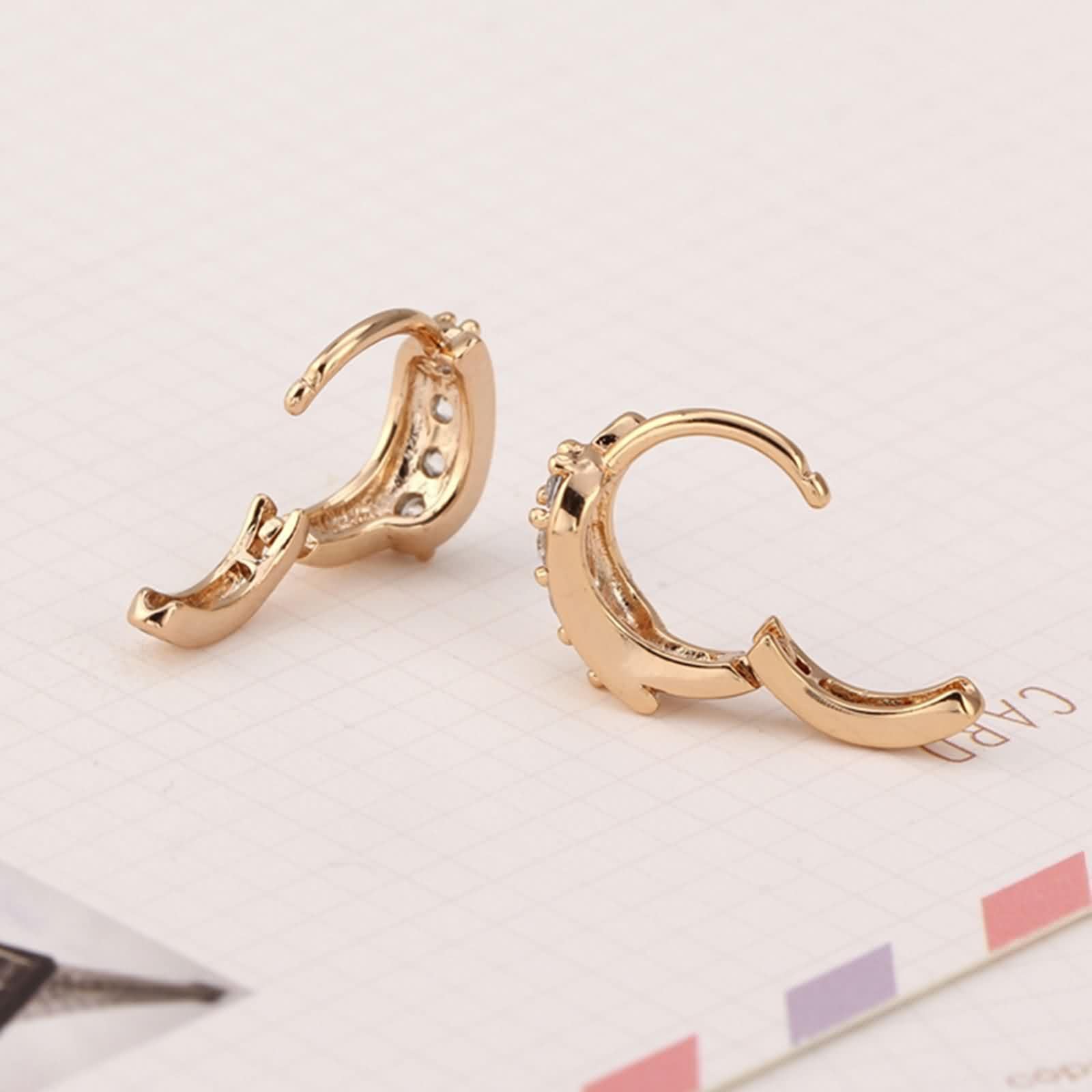 AMDXD Au585 - Pendientes de aro para mujer con moissanita, oro de 14 quilates, joyas pequeñas de oro real
