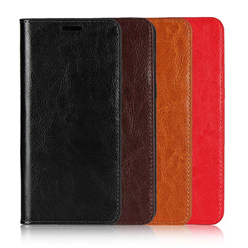 DeftD AQUOS sense5G / AQUOS Sense4 ケース カバー 本革 レザー AQUOS sense4 lite ケース 手帳型 耐衝撃 マグネット無し開閉 カード収納 スタンド機能 AQUOS Sense4/Sense5G/Sense4 lite/sense4 basic (SH-M15/SHG03/SH-41A/SH-53A) 兼用 ケース 手帳型 スマホケース レッド