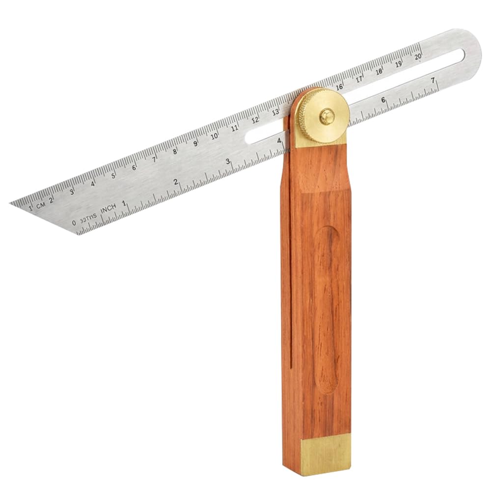 Adjustable Bevel Gauge T-Bevel Tool, Sliding Bevel Stainless Steel Blade, 360ยฐ Locking Angle Copy & Transfer Tool, Hardwood Handle, Adjustable Square for Layout & Trim