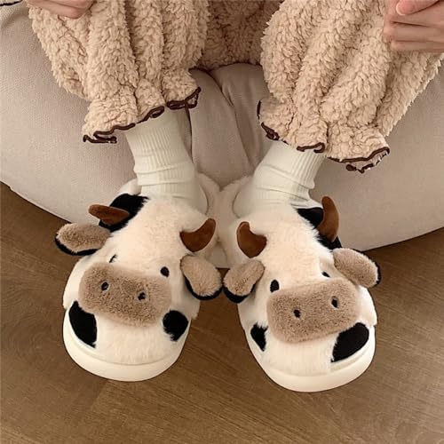 Cute Cow Slippers for Women Winter Cozy Kawaii House Slippers Warm Soft Bottom Non-Slip Home Slippers3