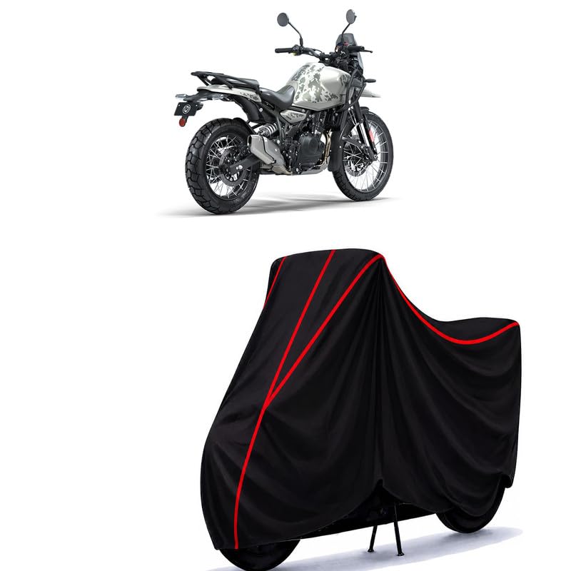 Image of Himalayan 450 Base Water Resistant Bike Cover for All Motorcycles & Rain | Heavy Duty Taffeta Fabric | UV Protection, Dustproof, Scratchproof | All Weather Two Wheeler Body Cover with Elastic Bottom