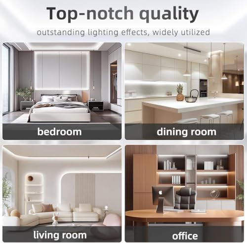 Image of Tenmiro White LED Strip Lights 30ft (1200 LEDs) Super Bright 25000K Daylight White, 3Color Temperature Dimmable with Smart App & Remote Control for Bedroom Kitchen Commercial Home Lighting Decor