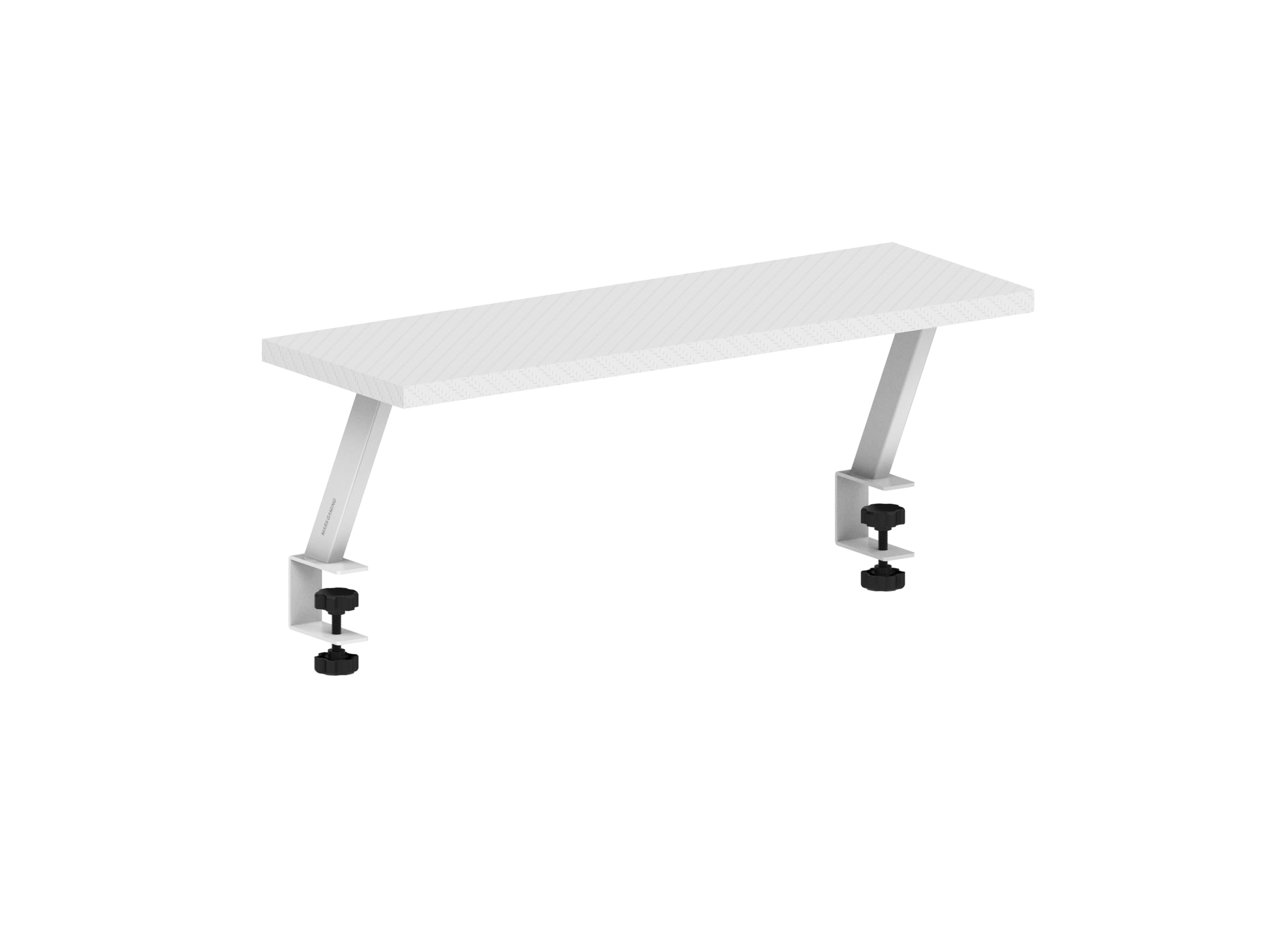 MARS GAMING MGDS, Ergonomic Monitor Stand Riser, 60X20CM Carbon Fiber Table Top, Steel Frame, White