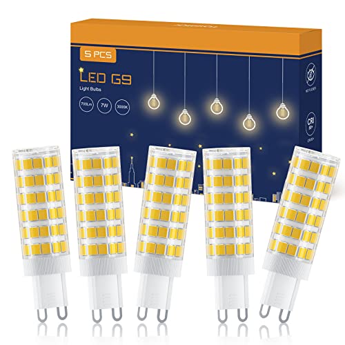 Bombillas Led G9 Bombilla LED G9, Tasmor G9 LED 7w Blanco Cálido 3000K, 700LM, Equivalente a Lampara Halógena 70w, No Regulable, Sin...