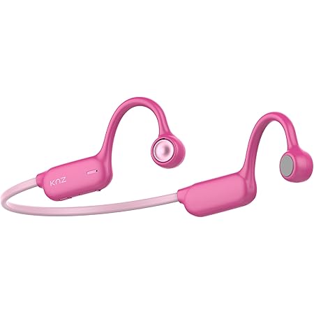 KNZ EZPZ 5.1 Bluetooth Over Ear Air Conduction Headphones, Perfect for Sports, Outdoor Activities and Children, Built-in Microphone, Sweat and Splash Proof, 8 Hrs Music Play, USB-C Charging (Pink)