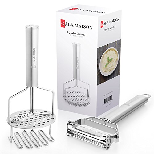 Best Potato Masher,Premium Stainless Steel Design,Guarantees Easy Smooth Mashed Potatoes ,2 in 1 Potatoes Masher and Potato Ricer for Home or Commercial use.FREE Vegetable Peeler Limited Supply