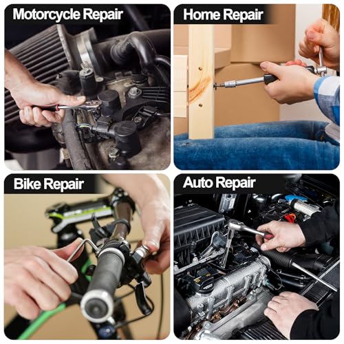 Foto de Egofine Juego de 46 llaves de trinquete de 1/4 de pulgada, con juego de llaves métricas y barra de extensión para reparación automática y hogar, con estuche de almacenamiento (imagen 7)