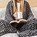 SAMIAH LUXE Chunky Knit Blanket Throw 50x70, Grey Chenille Chunky Knit Throw Blanket for Living Room Decor or Boho Decor, Thick Yarn Knitted Blankets for Couch or Bed, Cable Knitted Crochet Blankets