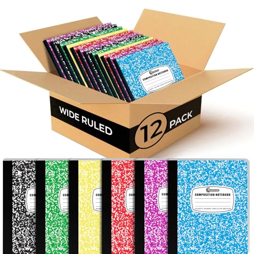Rosmonde 12 Pack Bulk Composition Notebook Wide Ruled, 200...