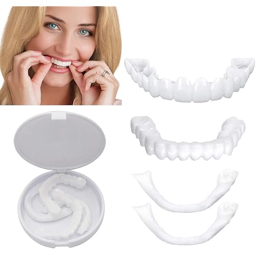 Denture Teeth Temporary Fake Teeth Snap On Top and Bottom for Men and Women, Fix Confident Smile