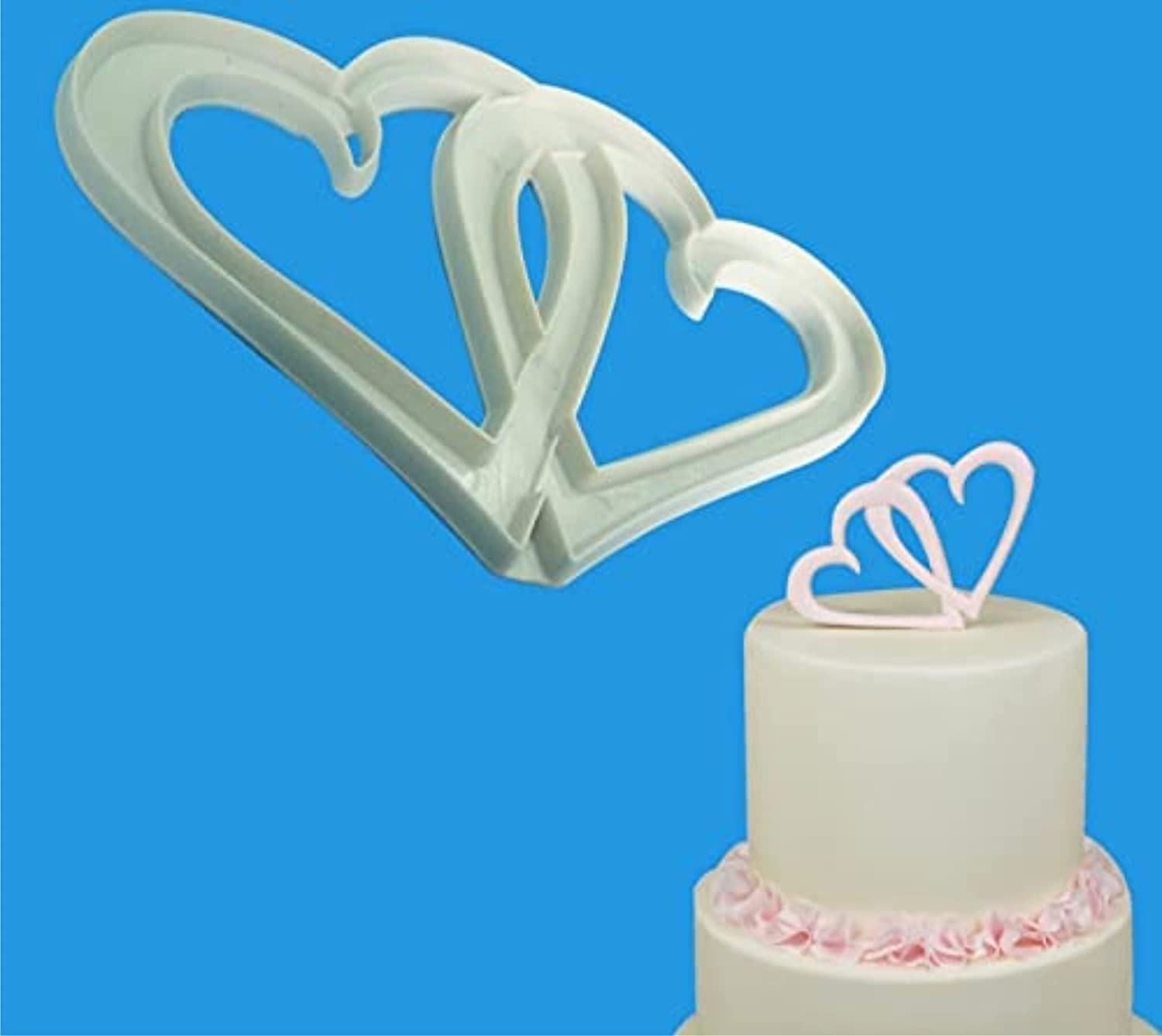 Ochtend ® Intertwined Hearts Fondant Cutter Cake Mold Fondant Mold Fondant Cake Decorating Cupcakes Decoration Tools sugarcraft, Desert Brownie Decorating, Gumpaste, Clay Cutters Set of 2 pcs 2