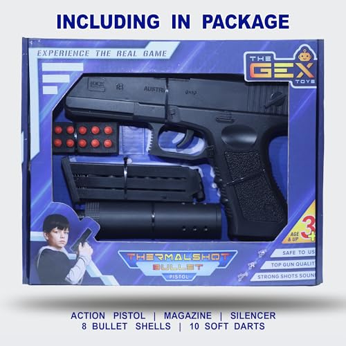 Image of THE GEX TOYS Kids Toy Gun | Thermalshot Soft Bullet Pistol Toy Gun | Pull Back Action With Jump Ejecting Magazine