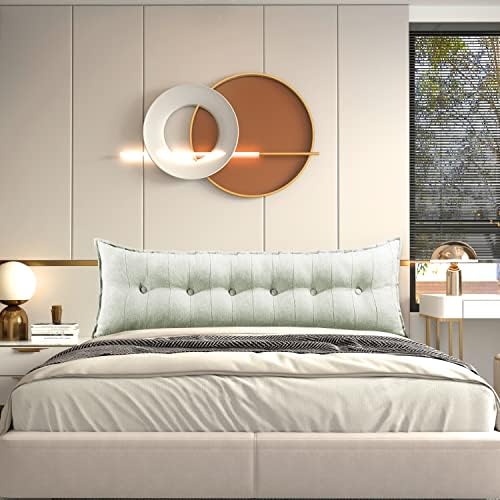 Johnear Large Headboard Pillow Cotton Linen Daybed Cushion Backrest Bolster Pillow Support Positioning Bed Sofa Rest Reading Pillow （White, 71 x 3 x 20 inches）