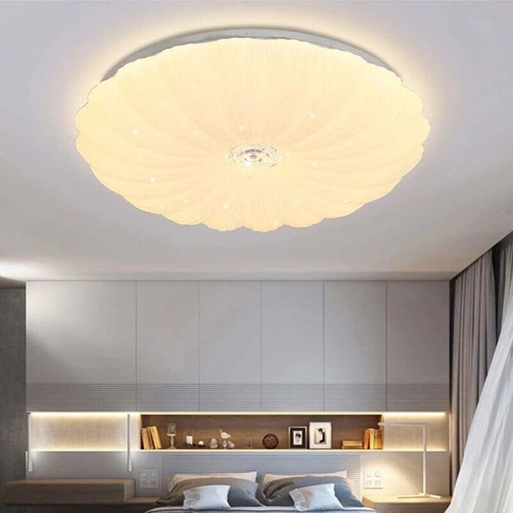 Plafoniera a led da interno moderna a soffitto forma tonda lampada adatta per camera da letto salone soggiorno solotto cucina 46W (Effetto Stellato - Bluetooth)