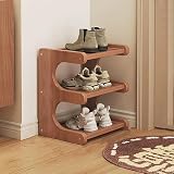 Hohes schmales Schuhregal aus Bambus für den Eingangsbereich, 3-stöckiges Schuhregal, Turm für kleine Räume, kompakte Aufbewahrung für Haustür, Schrankecke (30 cm L x 19,8 cm B x 35,8 cm H)