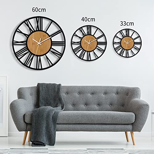 1St Owned Wall Clock For Home Decor - Antique 24 Inch Wood Wall Clocks Battery Operated Nearly Silent Little Ticking Simple Minimalist Roman Numbers Clock Decorative For Bedrrom #TOP1