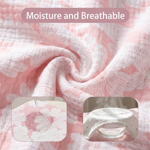 Image of GLLQUEN BABY Muslin Swaddle Blankets for Newborn Girls, Large 40''x38'' | 3Pk, 100% cotton, ultra soft and breathable, gentle on sensitive newborn skin, Multi-use as swaddle wrap, receiving blankets